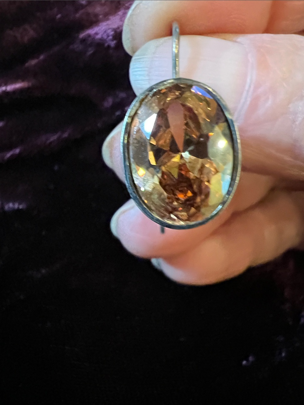Silver and crystal pierced earrings